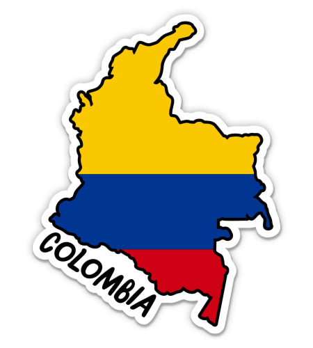 Colombia Map with Flag Sticker