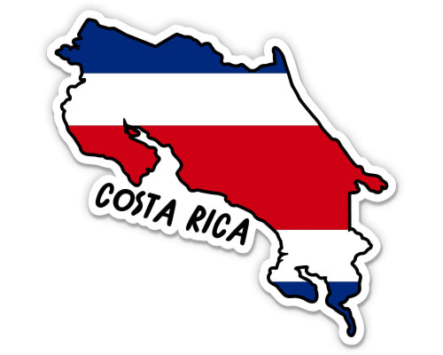 Costa Rica Map with Flag Sticker