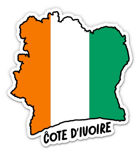 Cote D'Ivoire Map with Flag Sticker