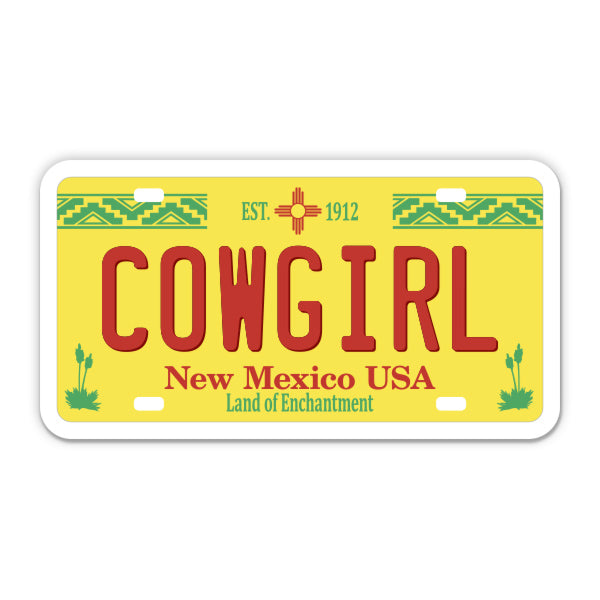 Cowgirl New Mexico License Plate Style Sticker