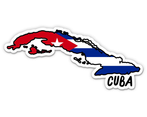 Cuba Map with Flag Sticker