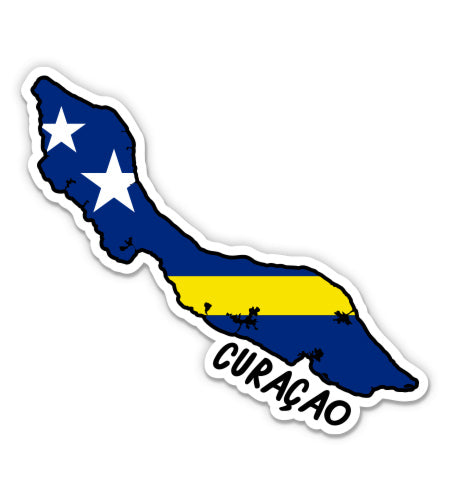 Curacao Map with Flag Sticker