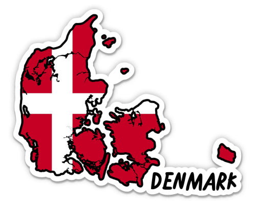 Denmark Map with Flag Sticker