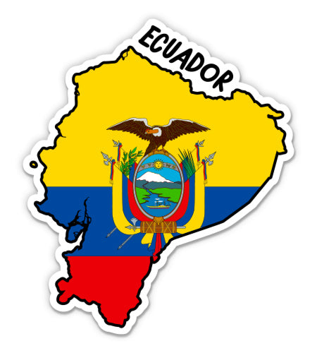 Ecuador Map with Flag Sticker