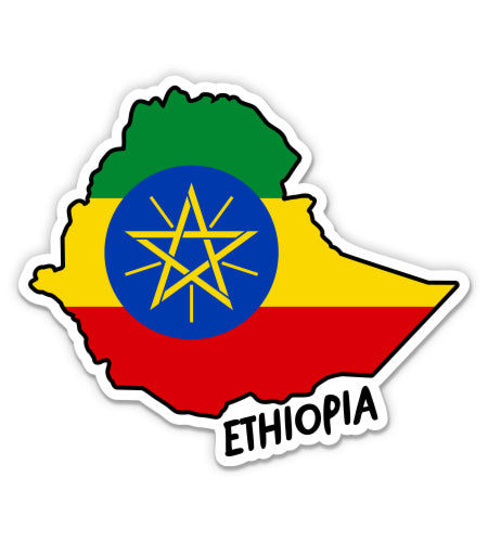 Ethiopia Map with Flag Sticker