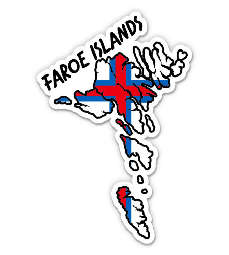 Faroe Islands Map with Flag Sticker