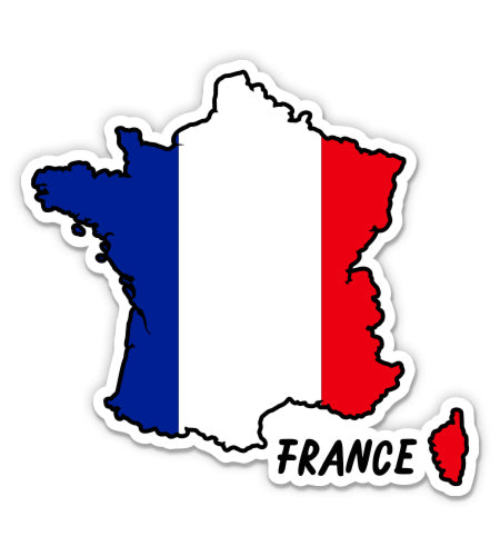 France Map with Flag Sticker