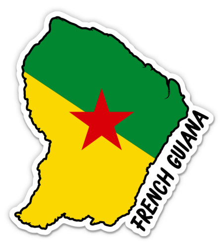 French Guiana Map with Flag Sticker