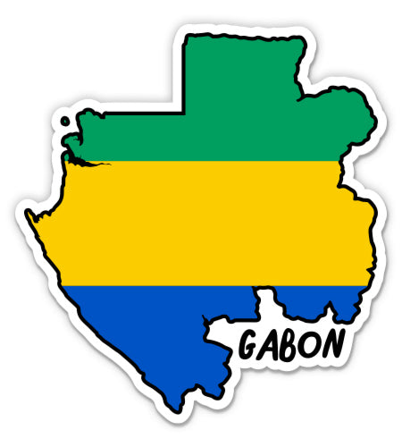 Gabon Map with Flag Sticker