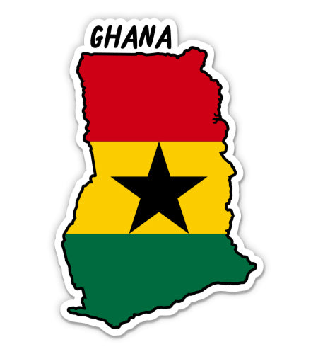 Ghana Map with Flag Sticker