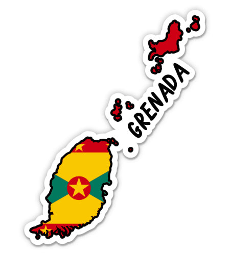 Grenada Map with Flag Sticker