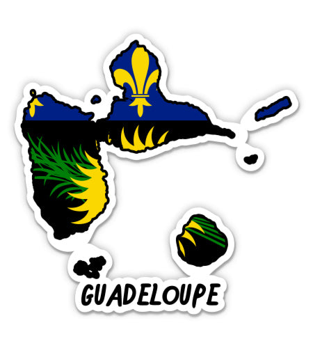 Guadeloupe Map with Flag Sticker