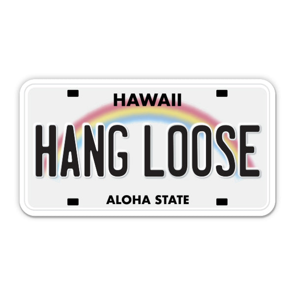 Hang Loose Hawaii License Plate Style Sticker