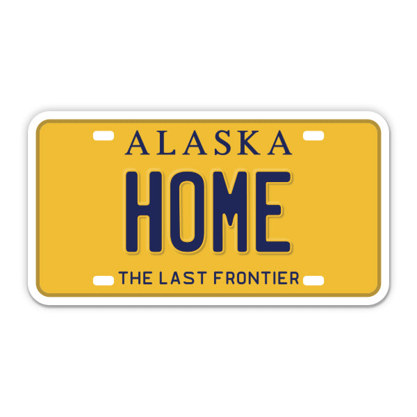 Home Alaska License Plate Style Sticker