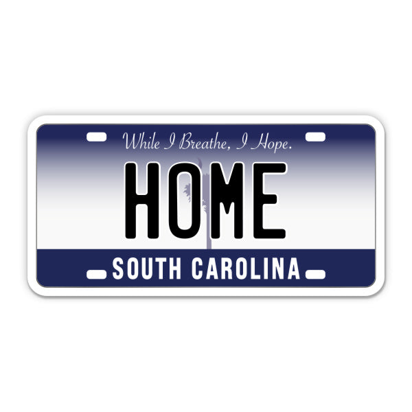 Home South Carolina License Plate Style Sticker