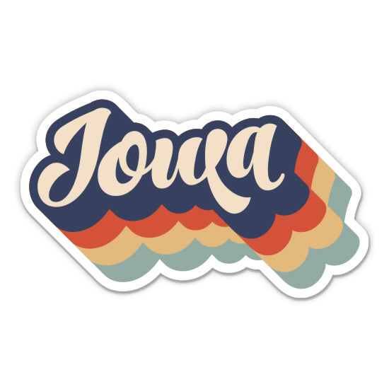 Iowa Retro Letters Style Sticker
