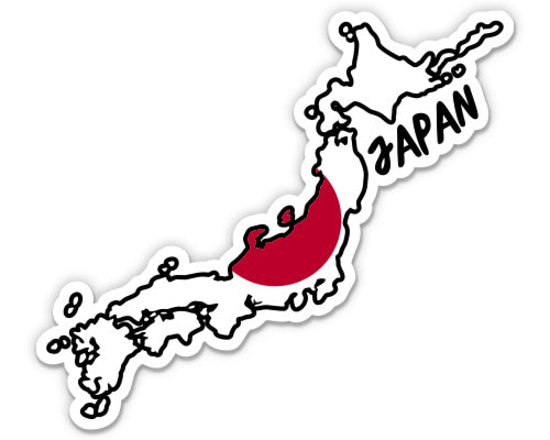 Japan Map with Flag Sticker