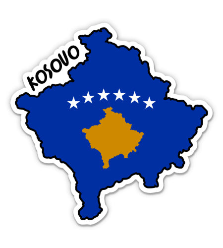 Kosovo Map with Flag Sticker