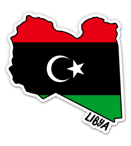 Libya Map with Flag Sticker