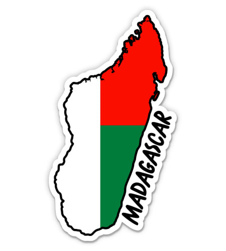 Madagascar Map with Flag Sticker
