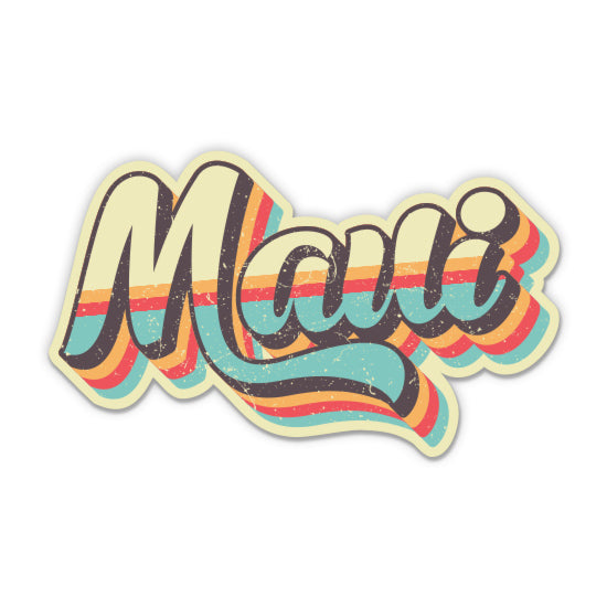 Maui Hawaii Island Retro Surf Style Sticker