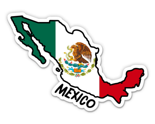 Mexico Map with Flag Sticker