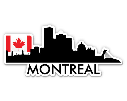 Montreal Canada Skyline with Canadian Flag Sticker