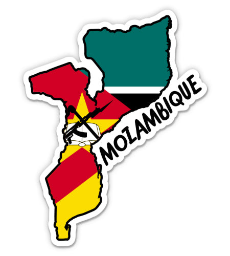 Mozambique Map with Flag Sticker