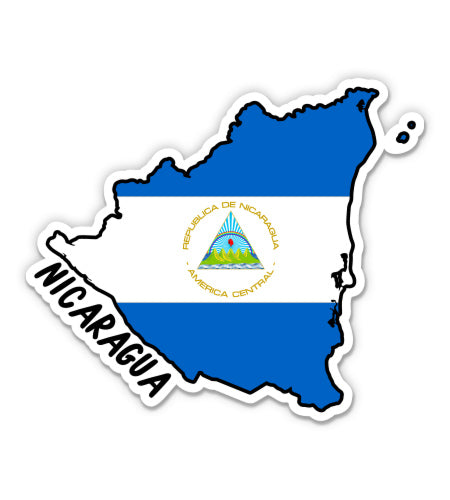 Nicaragua Map with Flag Sticker