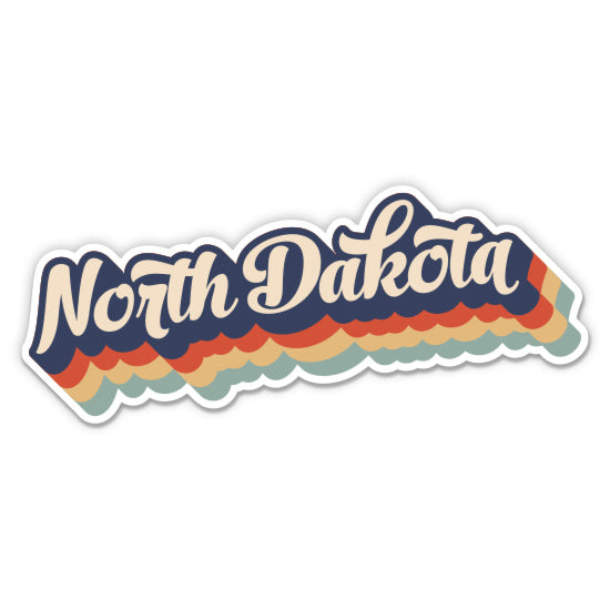 North Dakota Retro Letters Style Sticker