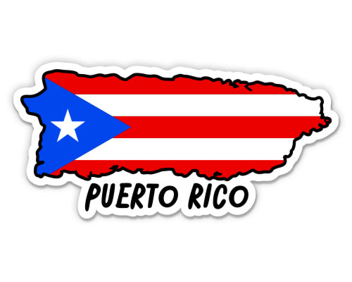 Puerto Rico Map with Flag Sticker