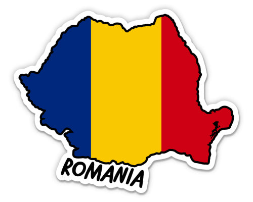 Romania Map with Flag Sticker
