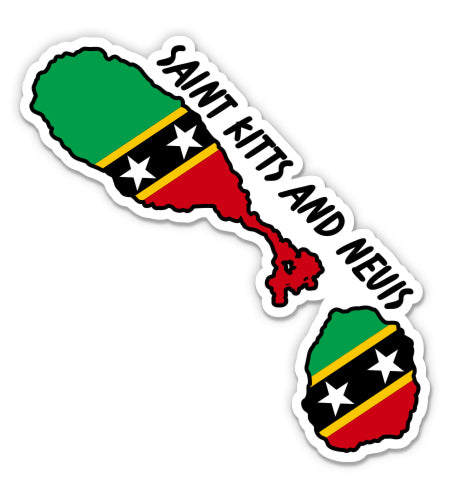 Saint Kitts and Nevis Map with Flag Sticker