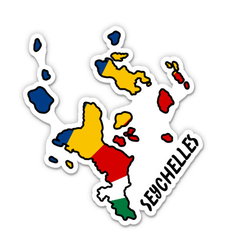 Seychelles Map with Flag Sticker