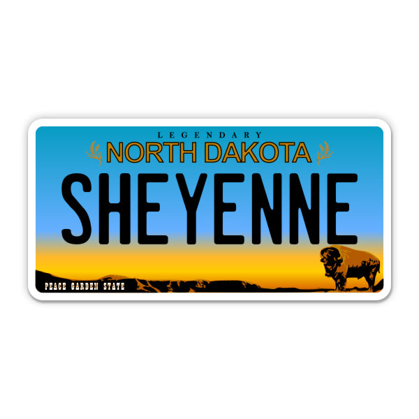 Sheyenne North Dakota License Plate Style Sticker