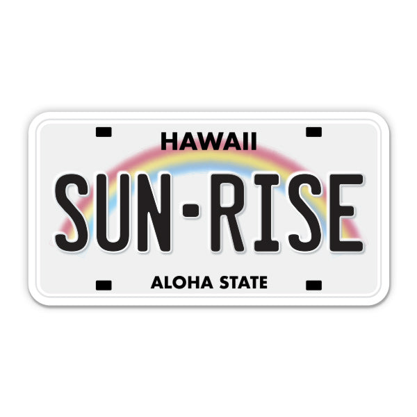 Sun Rise Hawaii License Plate Style Sticker