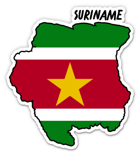 Suriname Map with Flag Sticker