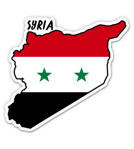 Syria Map with Flag Sticker
