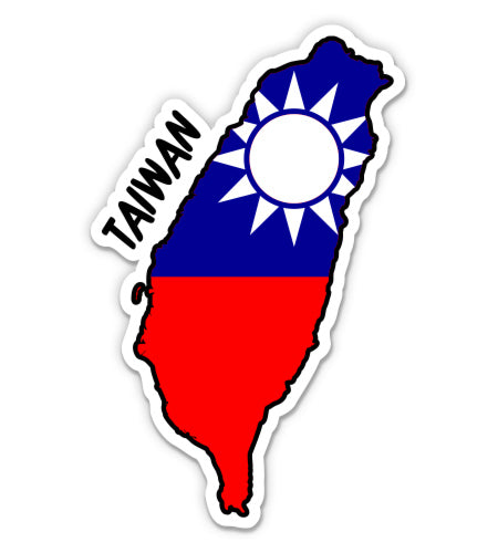 Taiwan Map with Flag Sticker