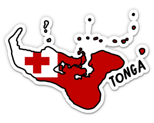 Tonga Map with Flag Sticker