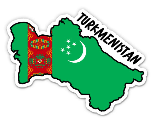Turkmenistan Map with Flag Sticker