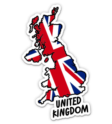 United Kingdom Map with Flag Sticker