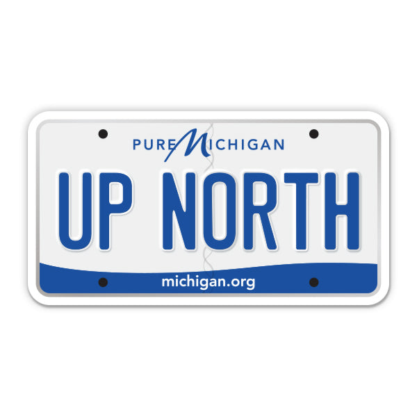 Up North Michigan License Plate Style Sticker