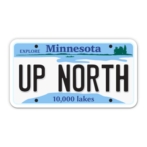 Up North Minnesota License Plate Style Sticker