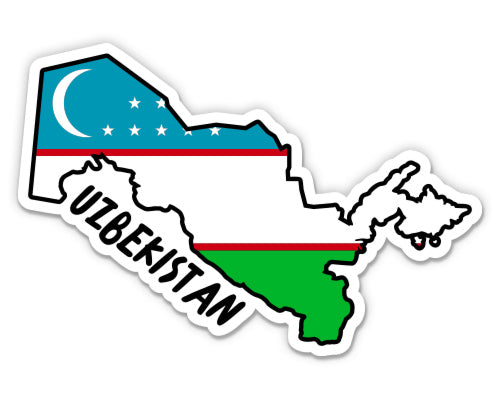 Uzbekistan Map with Flag Sticker