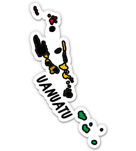 Vanuatu Map with Flag Sticker