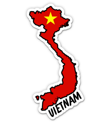 Vietnam Map with Flag Sticker