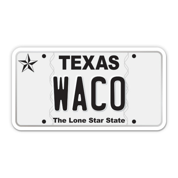 Waco Texas License Plate Style Sticker