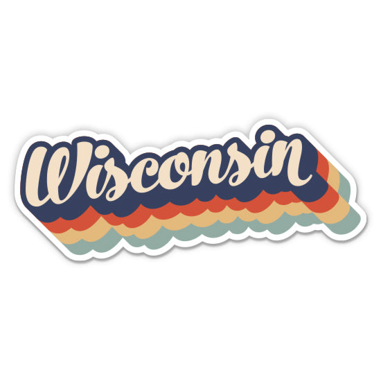 Wisconsin Retro Letters Style Sticker