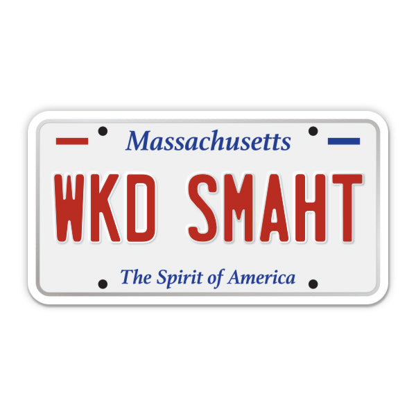 Wkd Smaht Boston License Plate Style Sticker